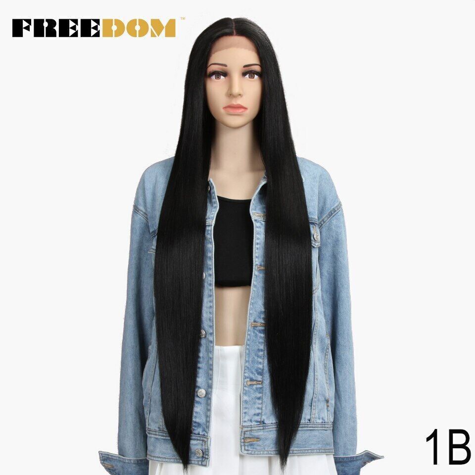 Synthetic Lace Front Wigs Super Long 38Inch Ombre Highlight Straight Wigs