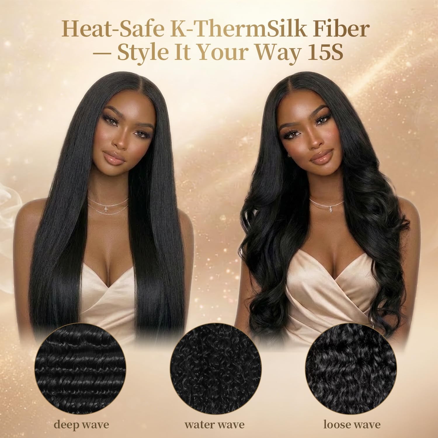 Olqzjzj Synthetic Straight Hair 3 Bundles 36 Inch 375G Dark