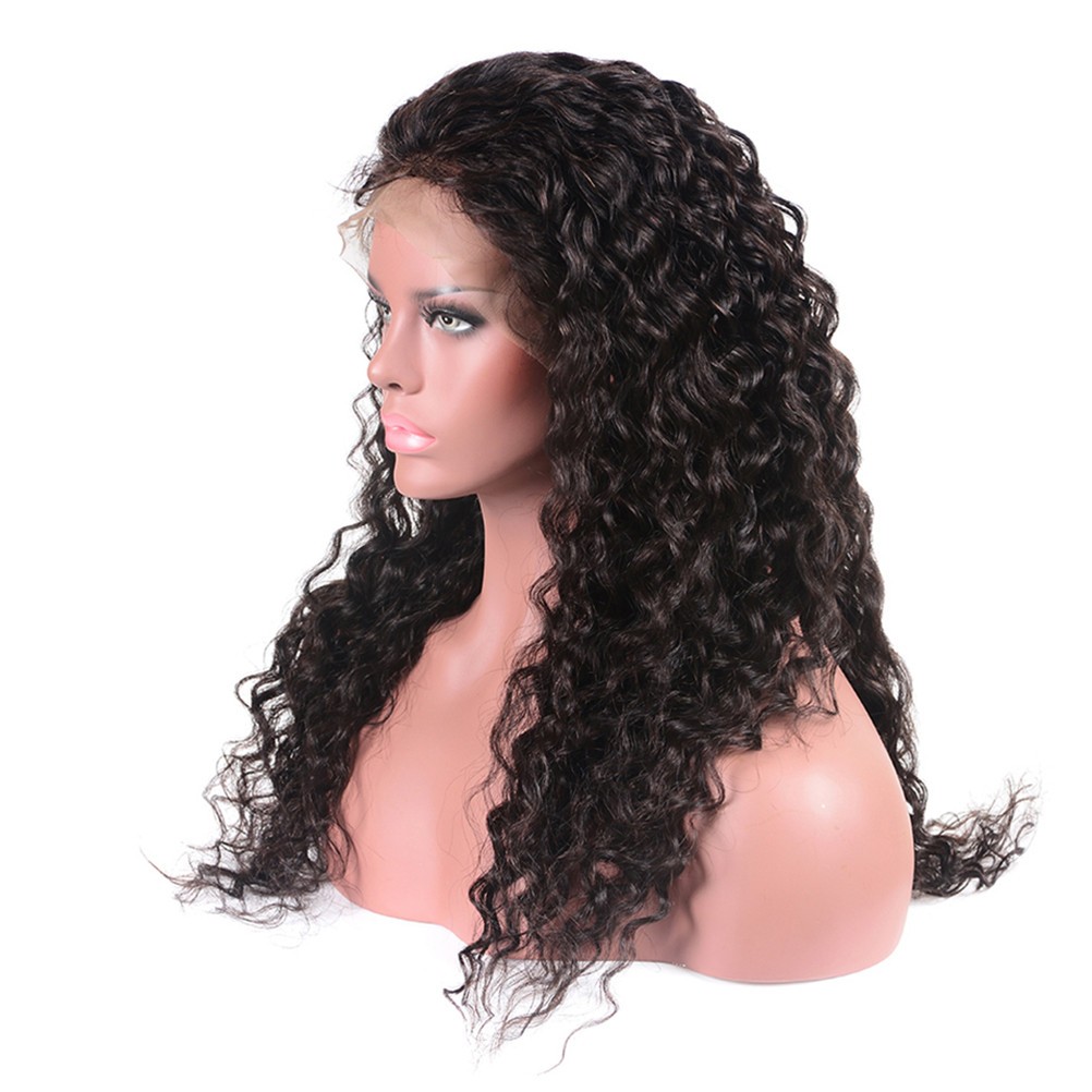 Women Small Curly Hair Wig Front Lace Wig Cover Natural Looking Black Styling
