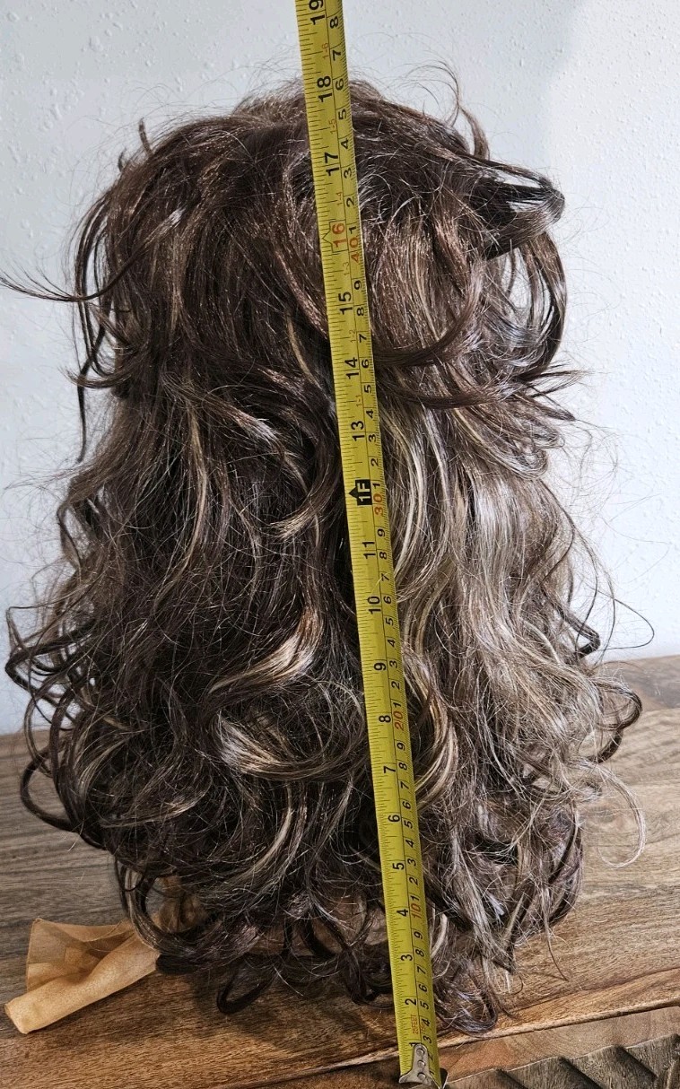 Long Layered Wig Synthetic Brown Bold Blonde Highlights Shag Siudus Heat Resist