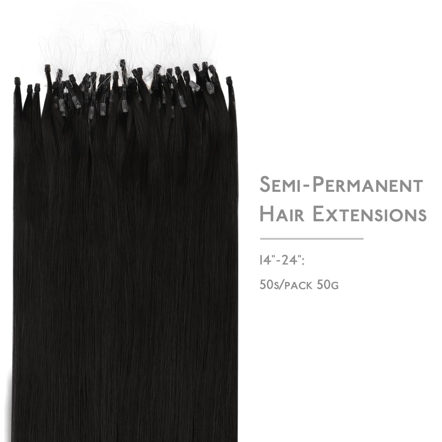 Wennalife Microlink Hair Extensions Human Hair 50G 50S 18 Inch Jet Black Remy