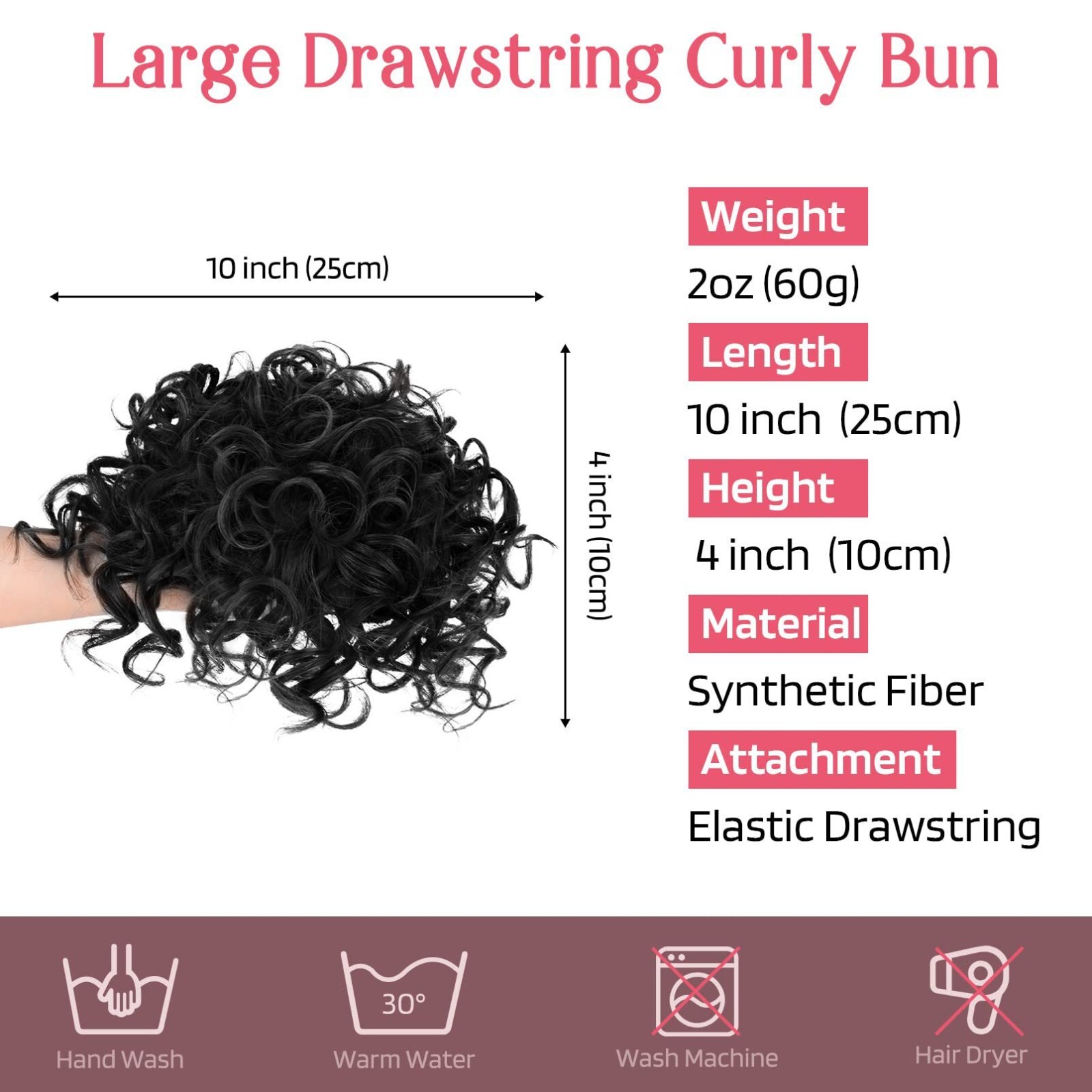 Messy Curly Hair Bun Updo Clip in Hairpiece Chignons Drawstring Hair Extensions