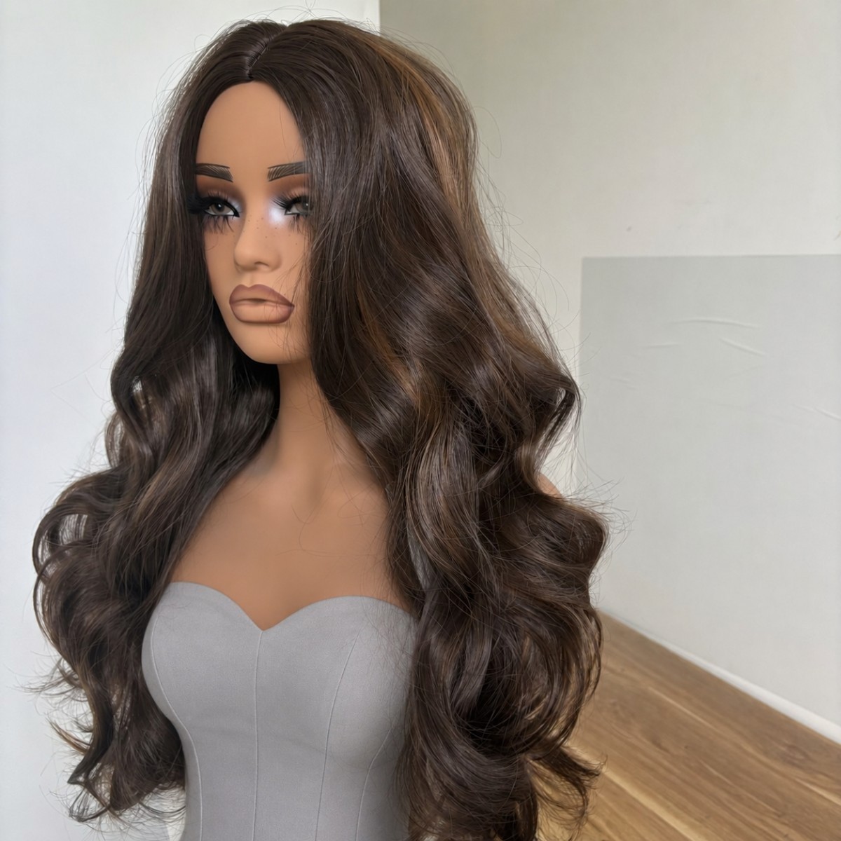 Cosplay Party Wigs Long Wavy Synthetic Hair Heat Resistant Mixed Brown Soft