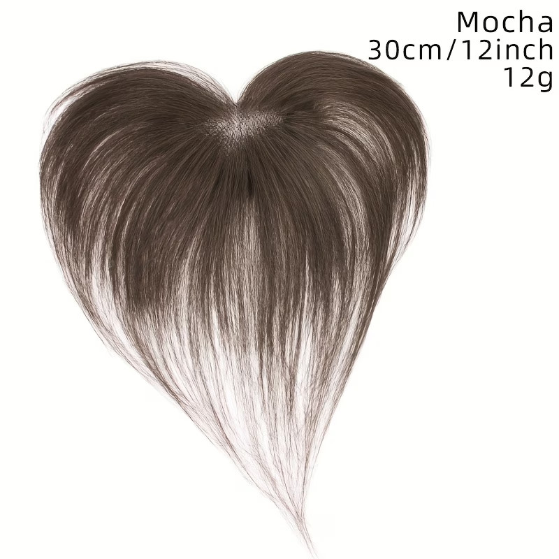 Handmade Human Hair Topper Fluffy Front Gray Hair Cover Add Volume Natural Look