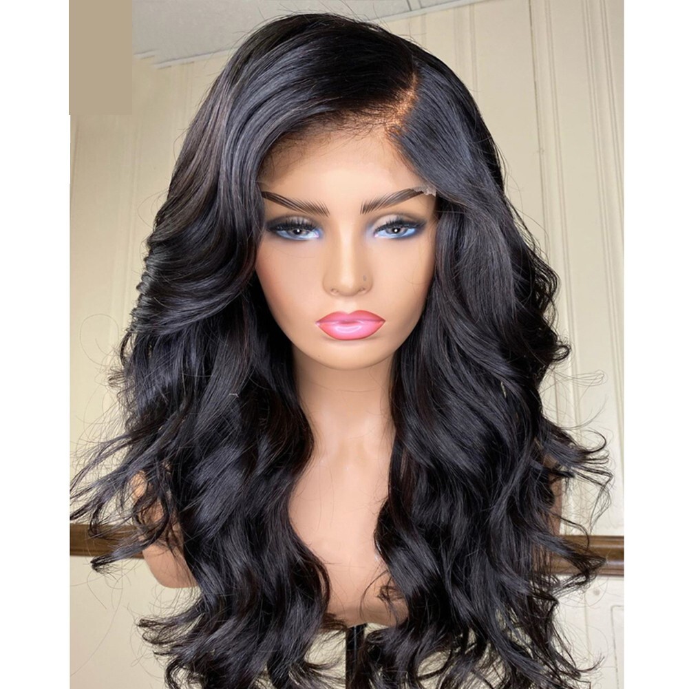 Afro Long Big Wavy Black Lace Front Heat Resistant Fiber Wigs Women Soft Natural