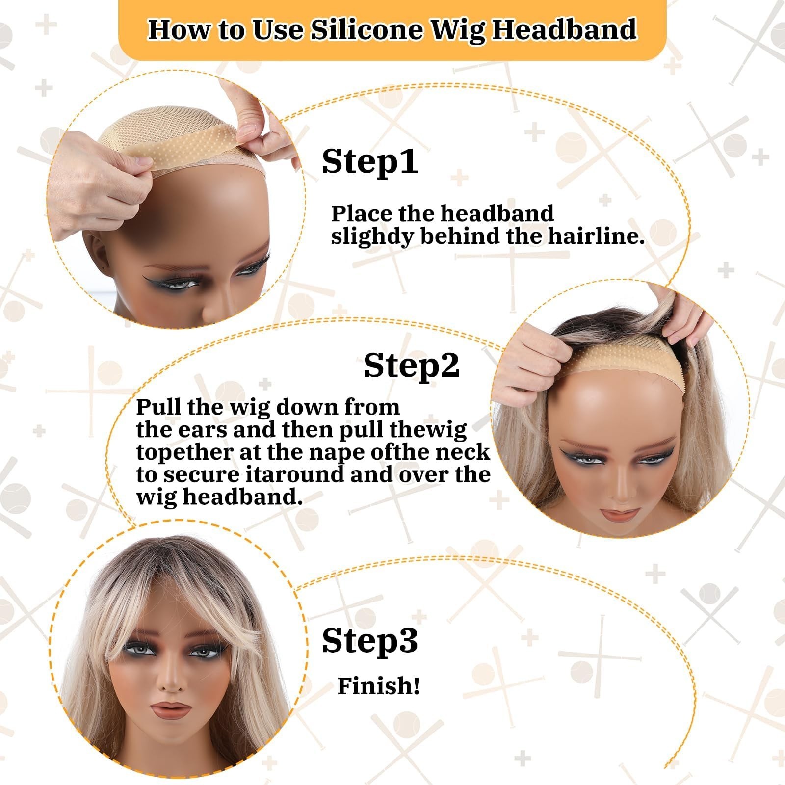 4Pcs Silicone Wig Grip Band Adjustable Elastic Non Slip Wig Headband Holder, New