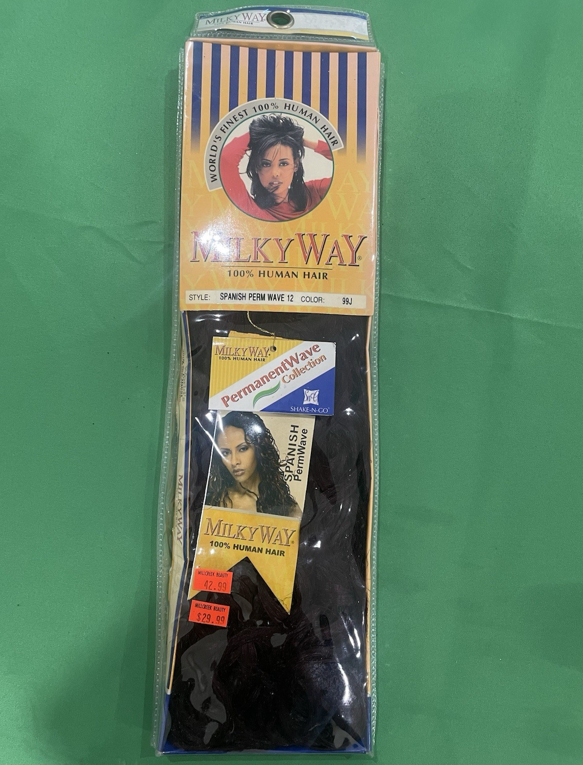 Milky Way 100% Human Hair Spanish Perm Wave Wavy Extensions 12″ Sew-In 99J