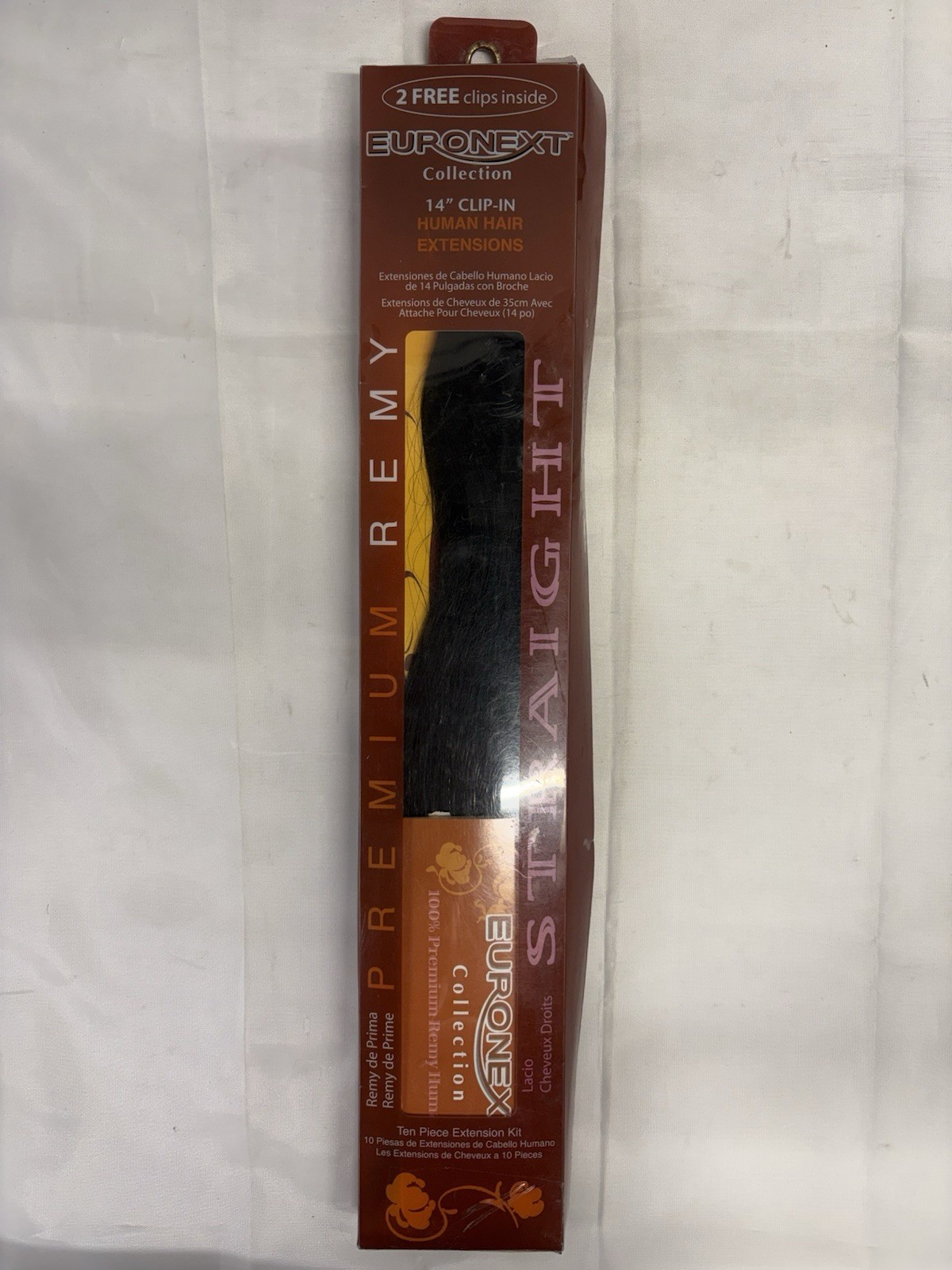 Euronext Remy 14” Human Hair Clip In Extensions Jet Black 374099 10 pc Open Box