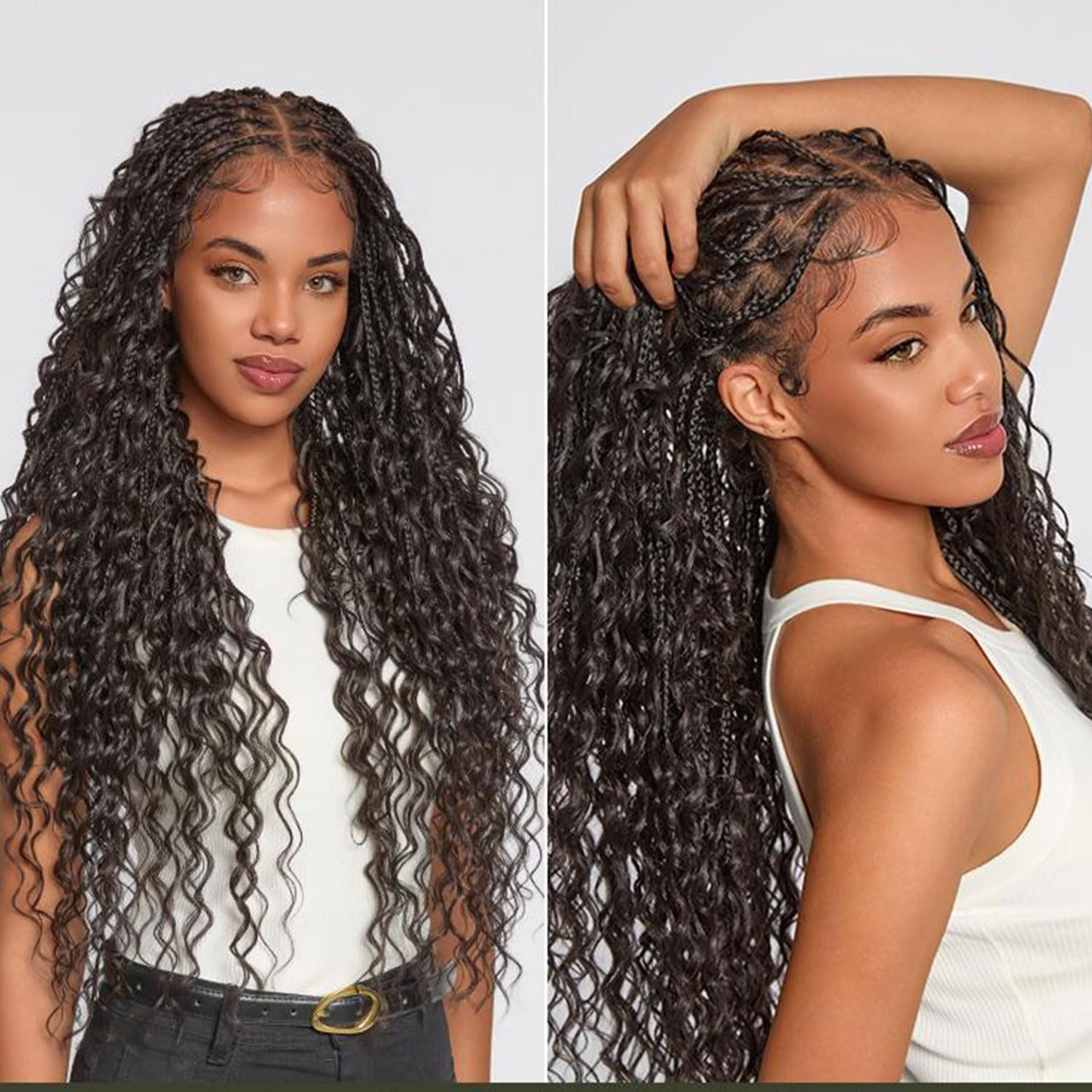 Frodio Braided Wig Veralux Fiber Full Lace Boho Curly Water Wave Synthetic