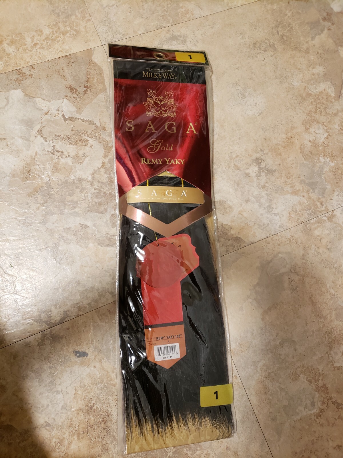 Shake-N-Go Saga Gold Remy Human Hair Yaky 10S” long Color #1