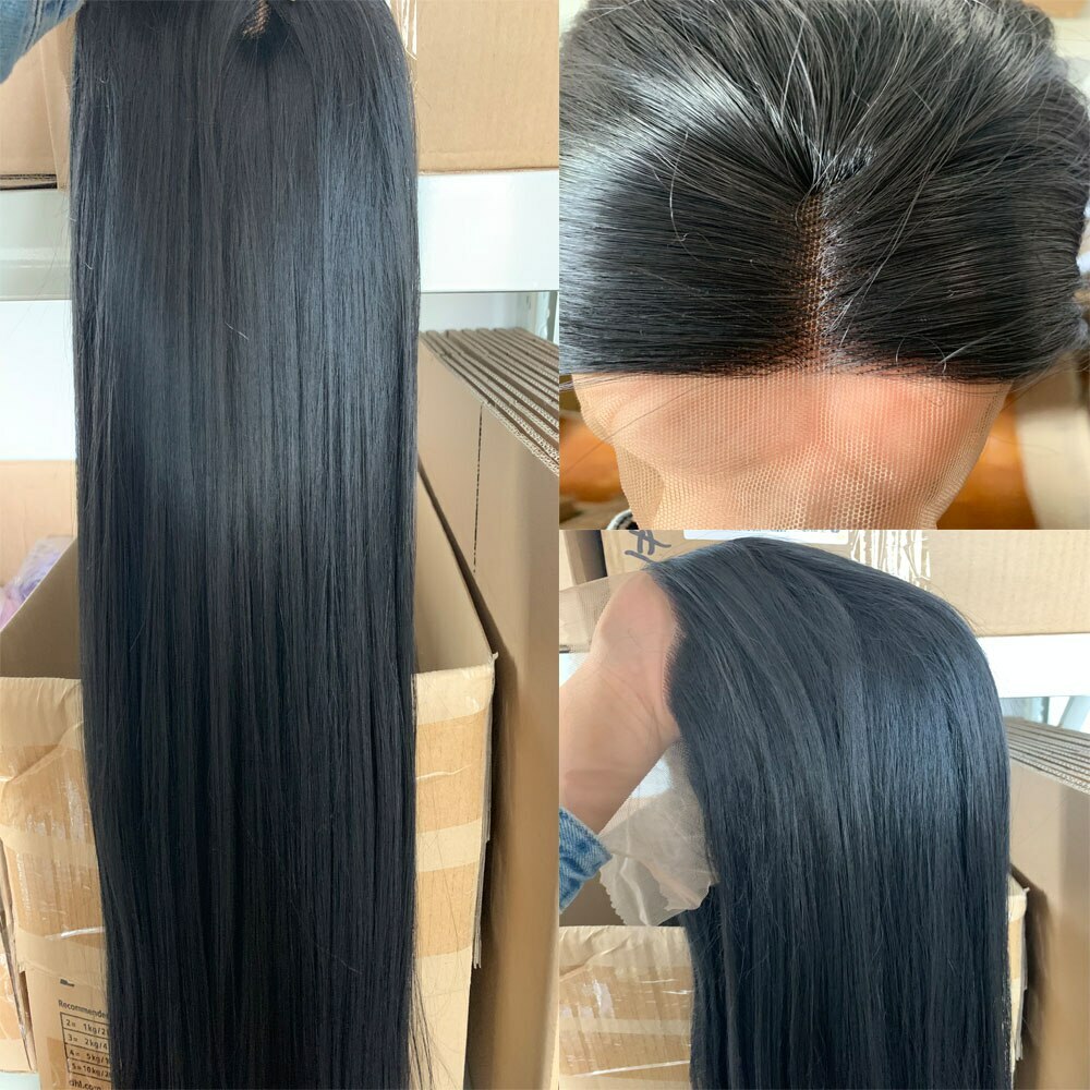 Lace Front Straight Black Hair Synthetic High Temperature Resistance Fiber Wigs