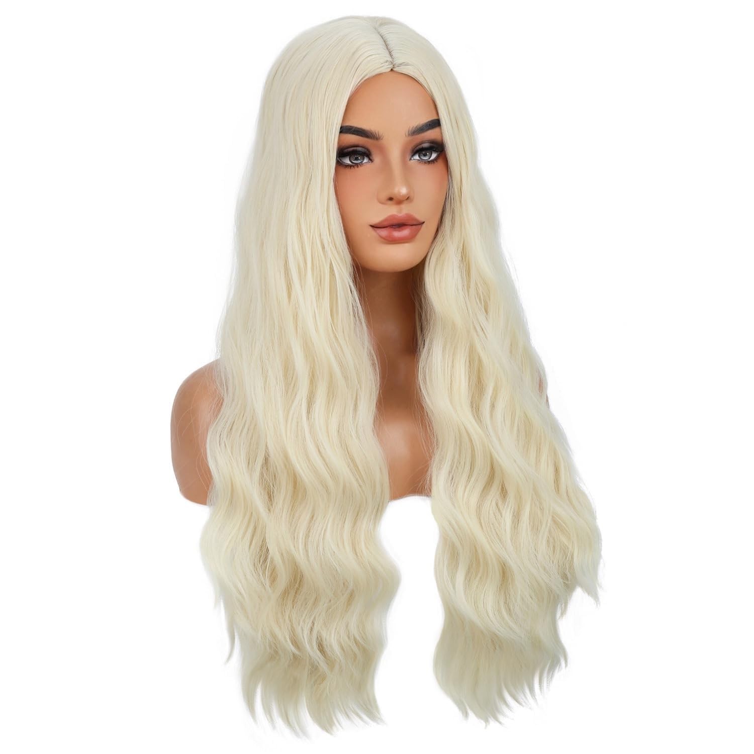 Blonde Wig Long Curly Wig Long Light Blonde Wavy Wigs for Women Daily Party o…