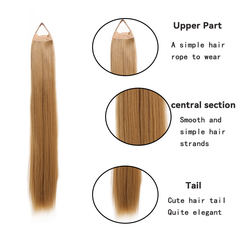 Synthetic Straight Ponytail with Hair Tie Wrap Around Hair Extension for Women