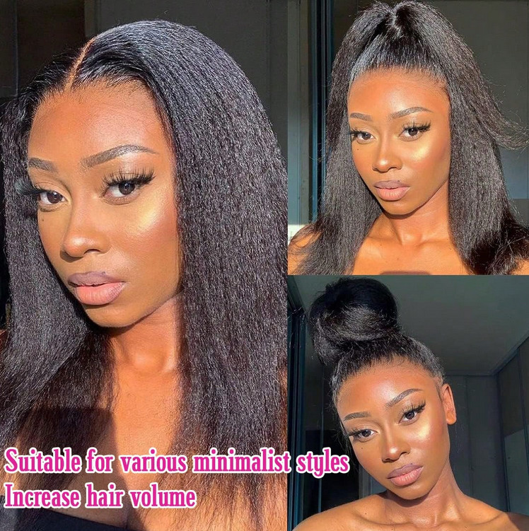 13×4 Natural Color 200% Density Kinky Straigh Transparent Lace Human Hair