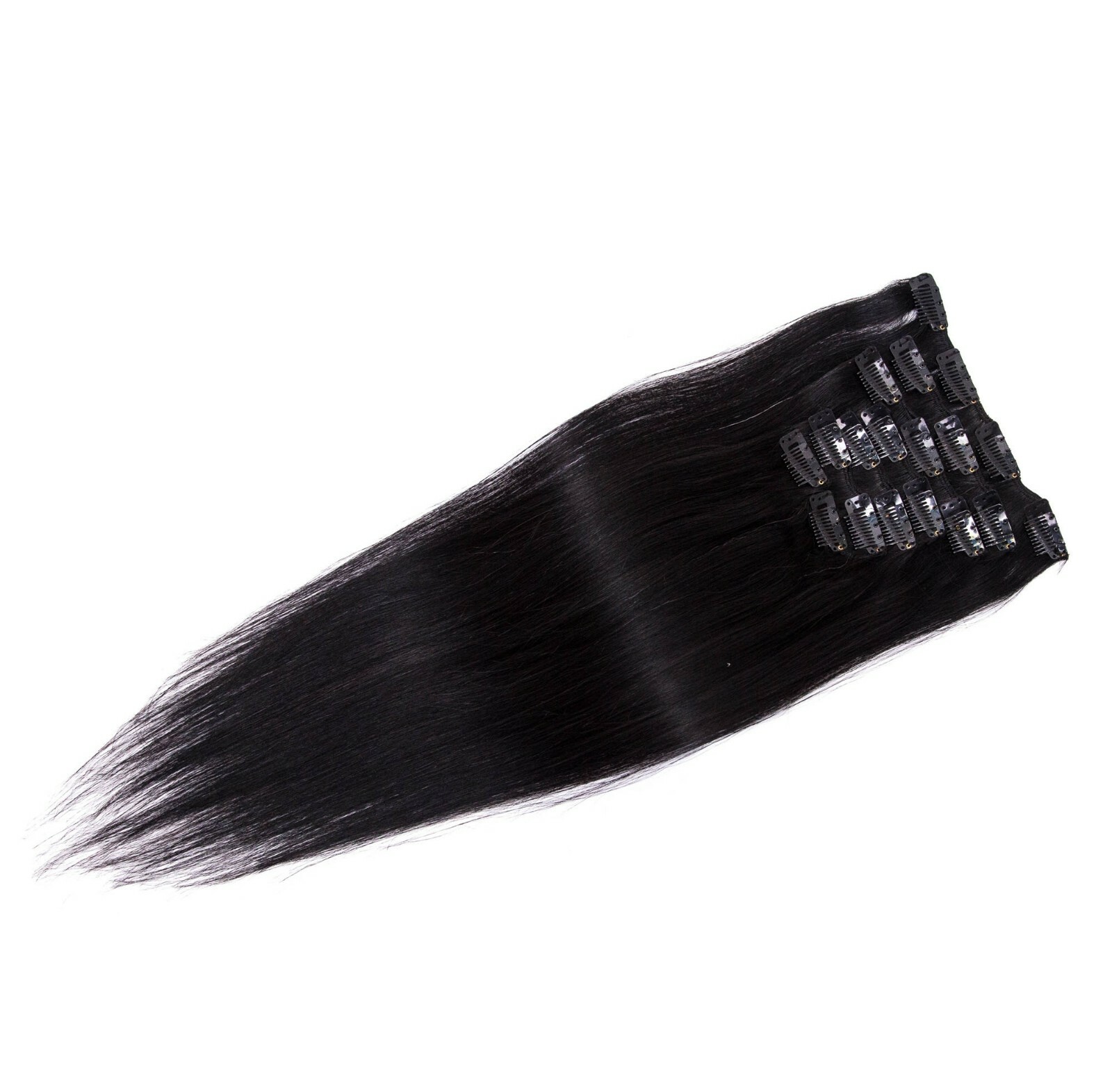 15-28inch Straight Full Head Women Clip in 100% Real Soft Human Hair Extensions