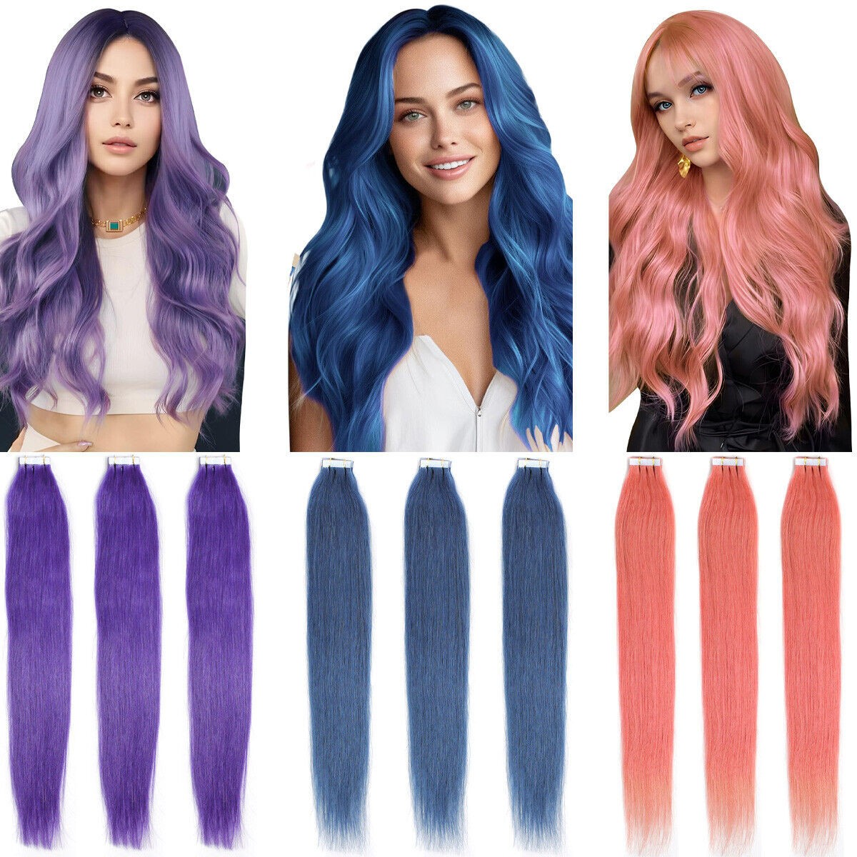 Tape in Real Human Hair Extensions Seamless Skin Weft Premium Remy Russian Hair