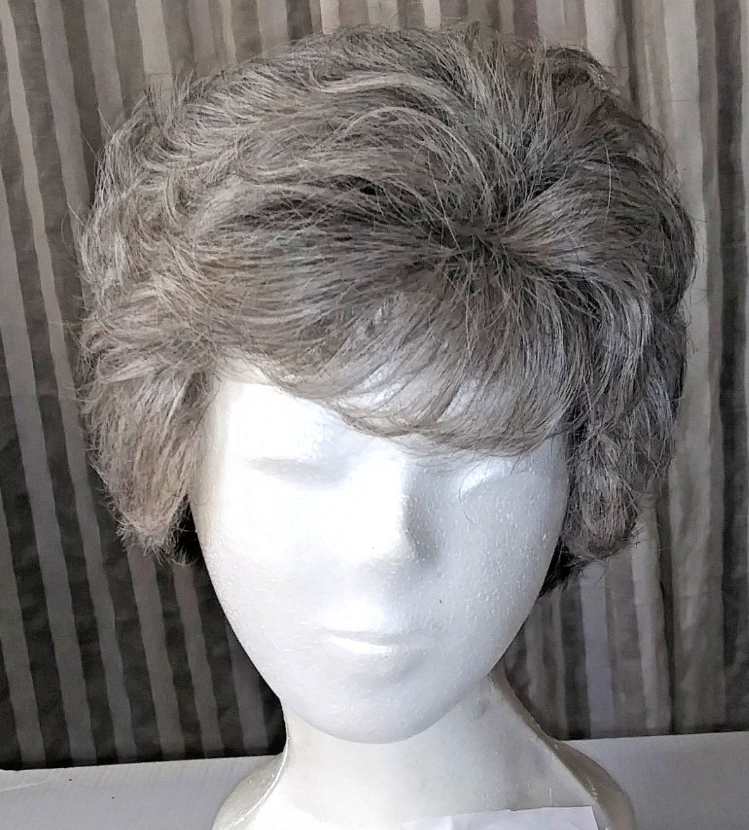 Silver Gray Wig Short Wavy Pixie Ash Blonde Layered Synthetic Full