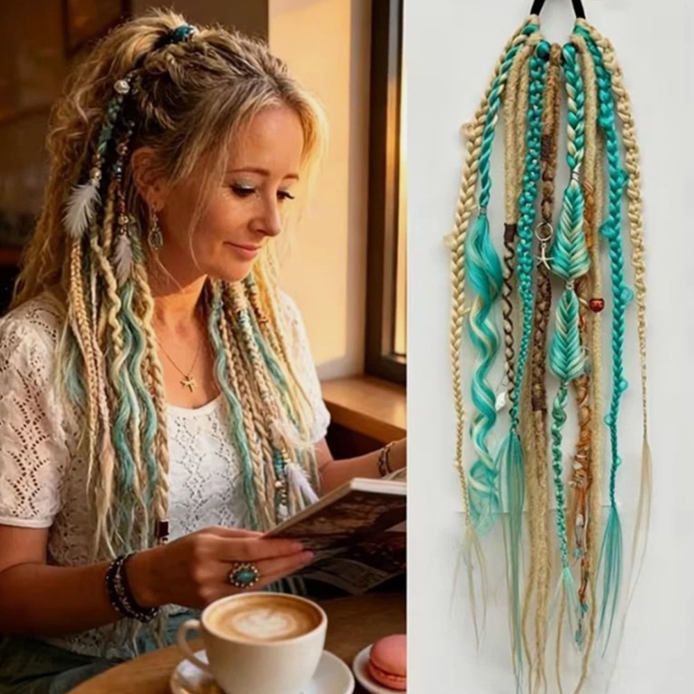 Elastic Dread Ponytail Boho Braided Ponytail Extension Dread Ponytail Extensions