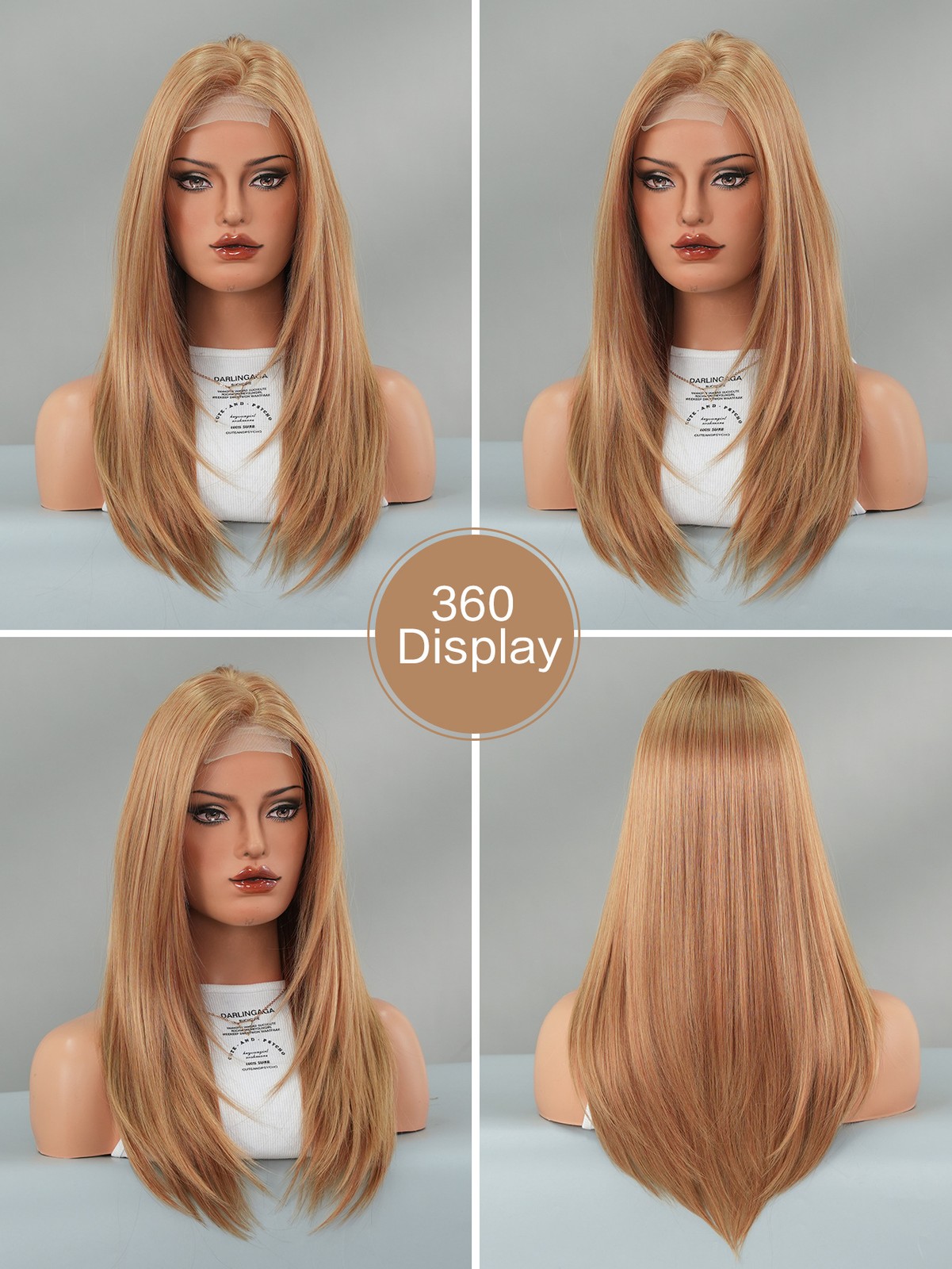Blonde Retro Wig with Layers T Lace Synthetic Wig Straight Bob Inward Ends 23”
