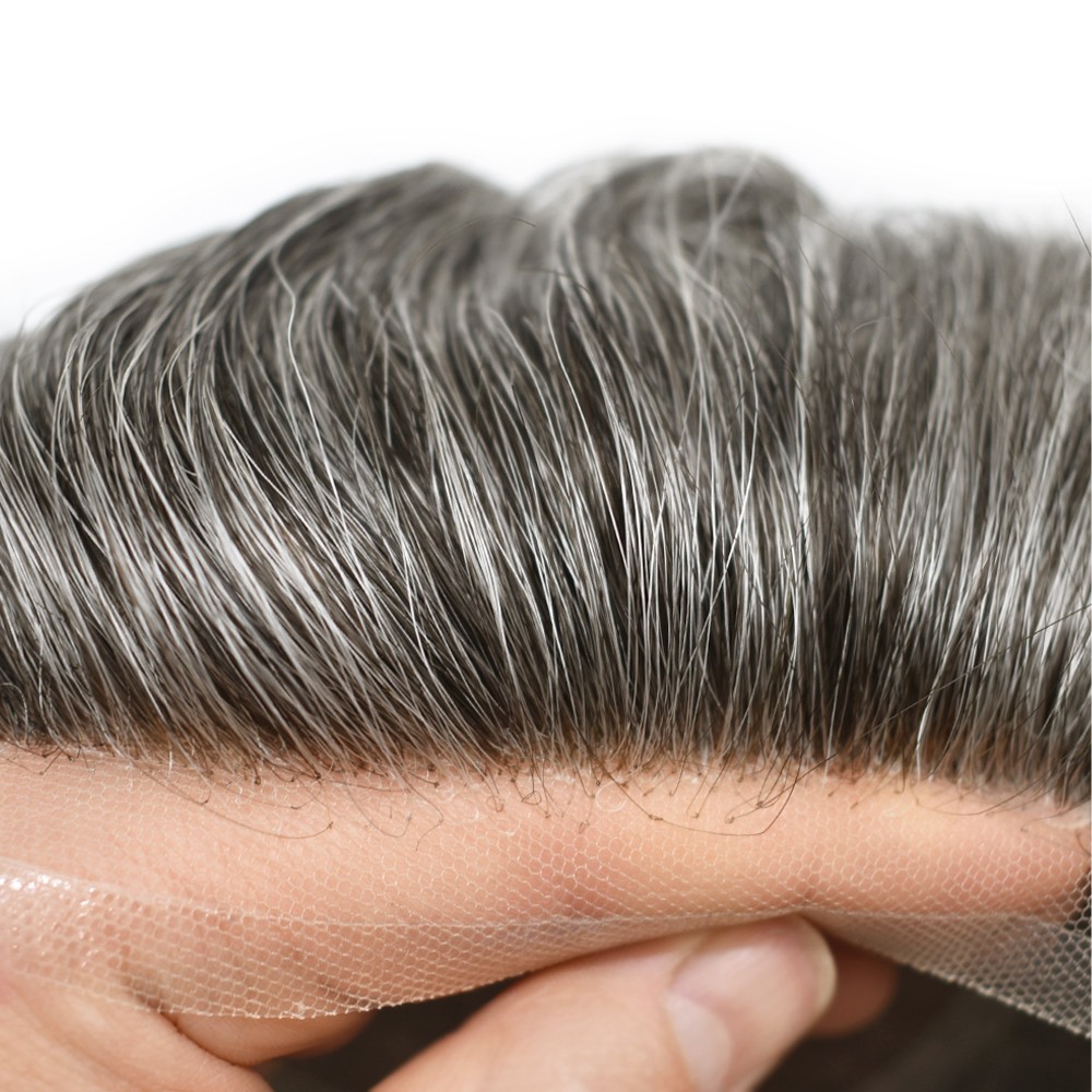 French Lace Front Mens Toupee Hairpiece Monofilament Hair System Replacement Wig
