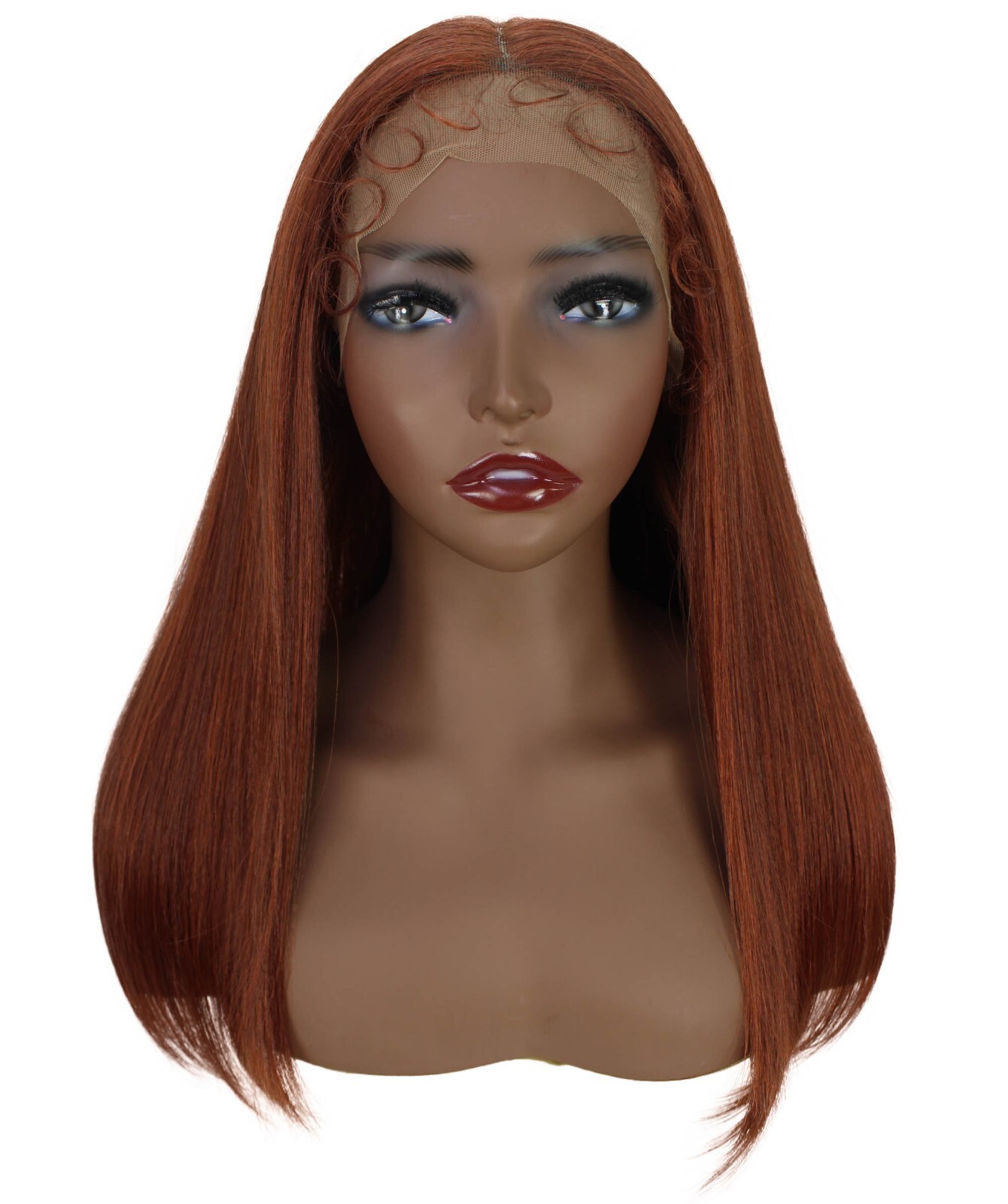 LUXLUXE Ebony Straight 21.5 inch Lace Front Wig Heat Resistant Fiber, BL-0166