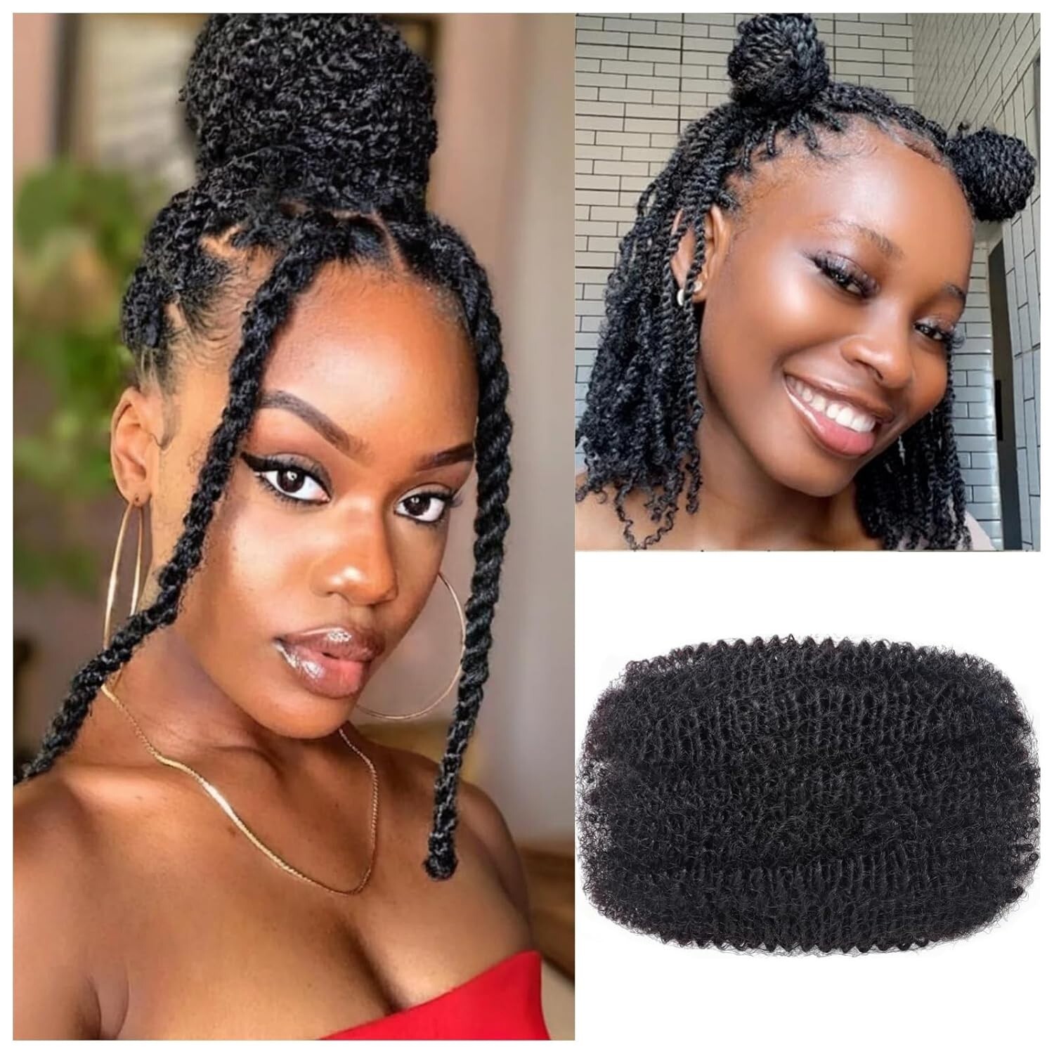 Afro Kinkys Bulk Human Hair 12 Inch 35g #1B Natural Black Dreadlock Extensions