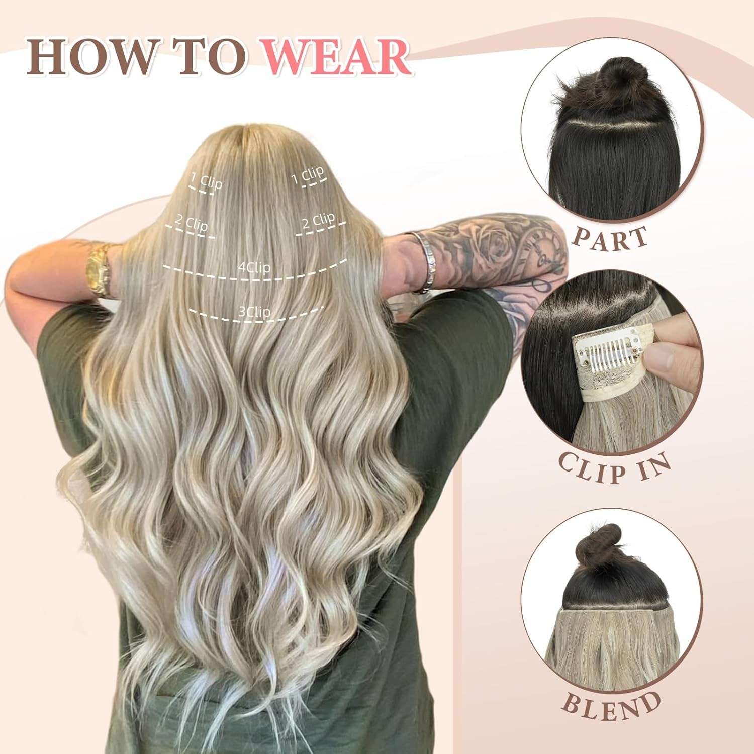 Hair Extensions Clip ins, Wavy Extensions, Thick Hair, Blends