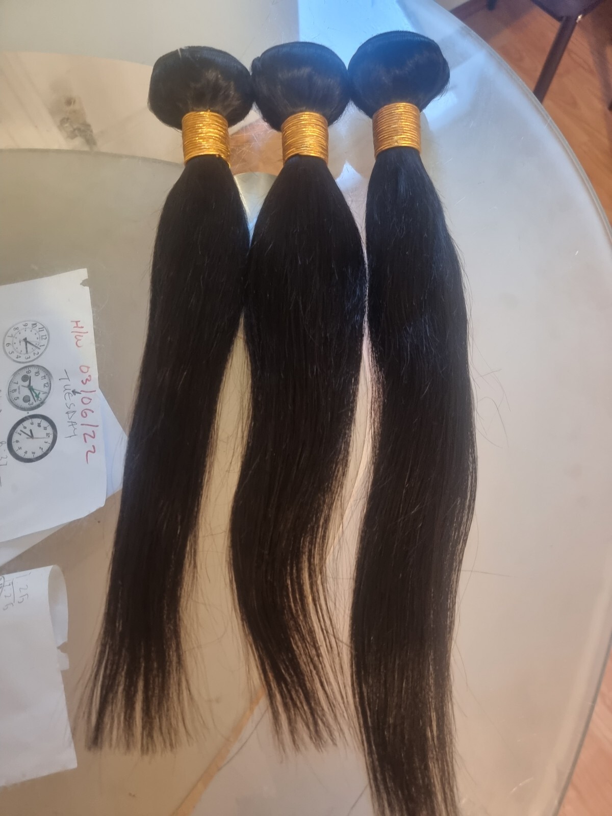 3BUNDLES BRAZILIAN VIRGIN HUMAN HAIR THICK STRAIGHT 16+16+18INCH 300g JET BLACK