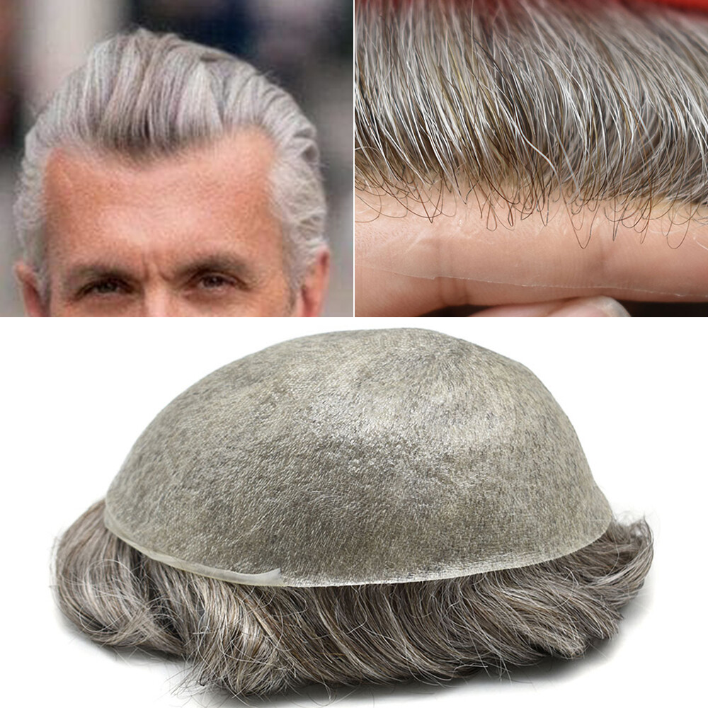 Ultra Thin Skin Mens Toupee Invisible Men Hair Replacement System Poly Hairpiec
