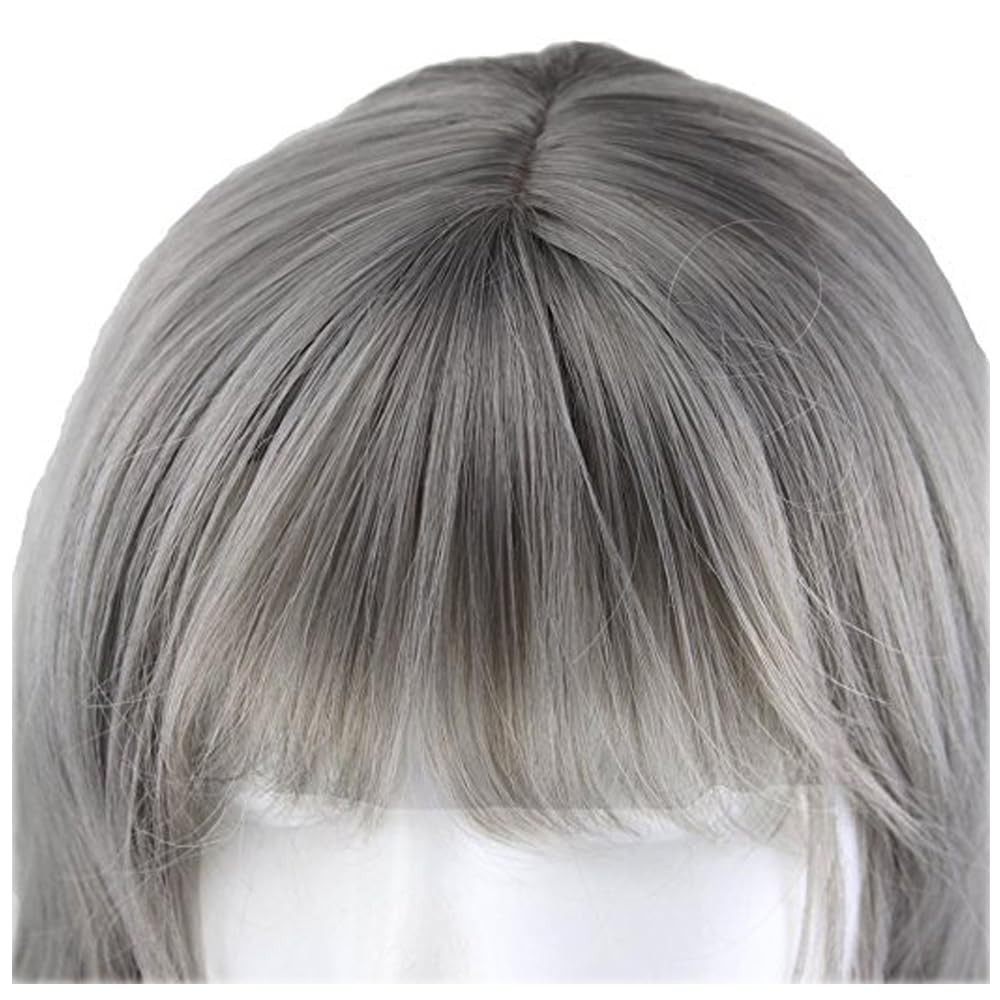 Gray Wig Long Curly Gray Wigs with Bangs Grandma Grey Wigs for Women Daily Pa…