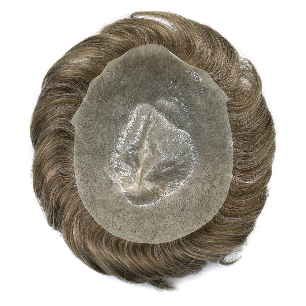Mens Toupee Ultra Thin Skin Hair Replacement System Invisible V-Loop Hair Piece