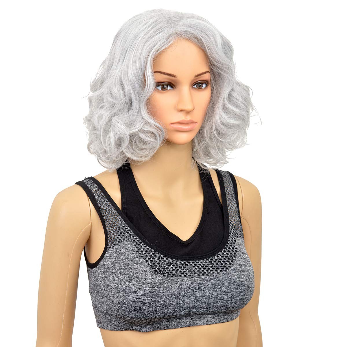 Short Curly Silver Gray Wigs for Old Lady Costume for Women and Grandma Arty …