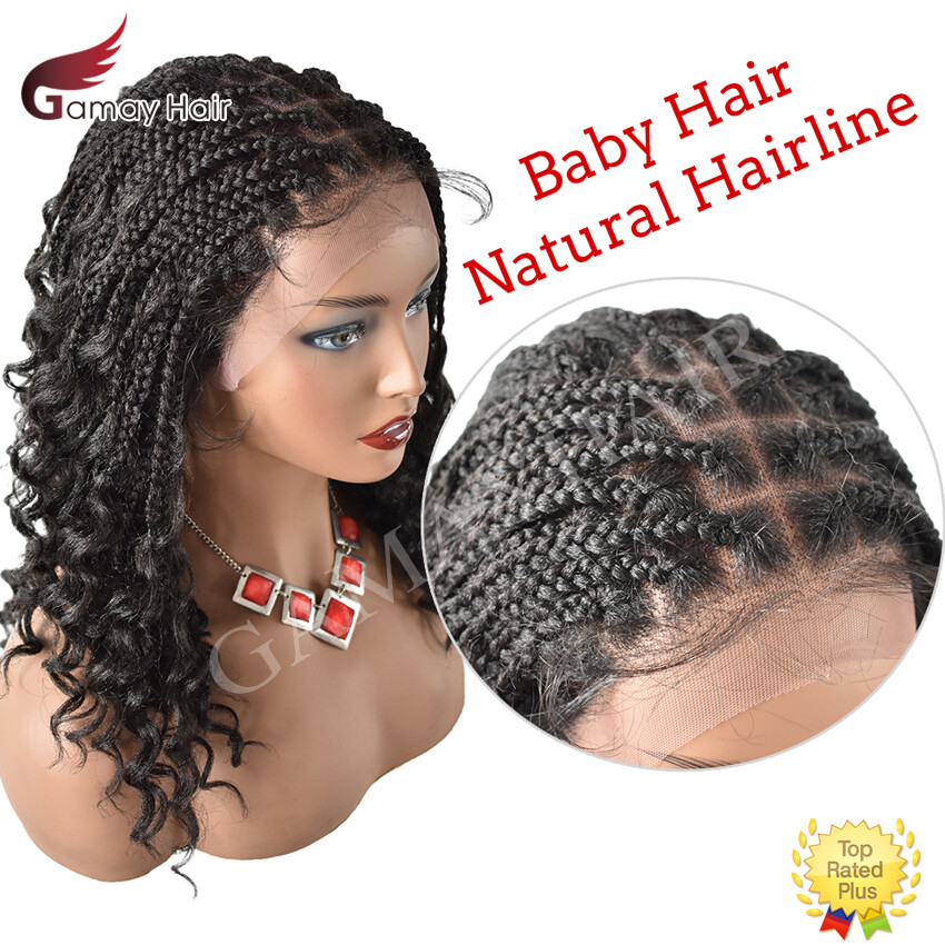 Lace Front Cornrow Hand Braided Lightweight Glueless Women Wig Synthetic Wavy US