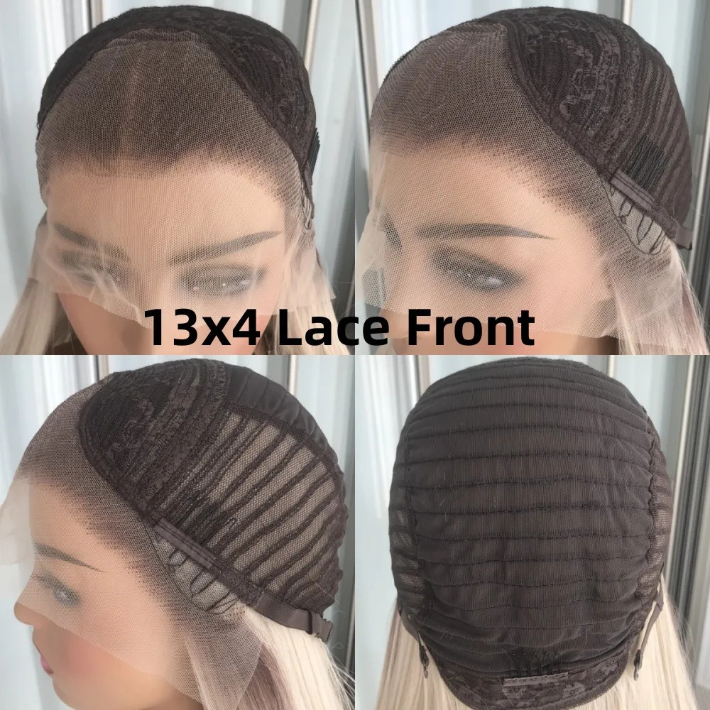 Ombre Blonde Frontal Lace Wig Long Straight Heat Resistant Hair Soft