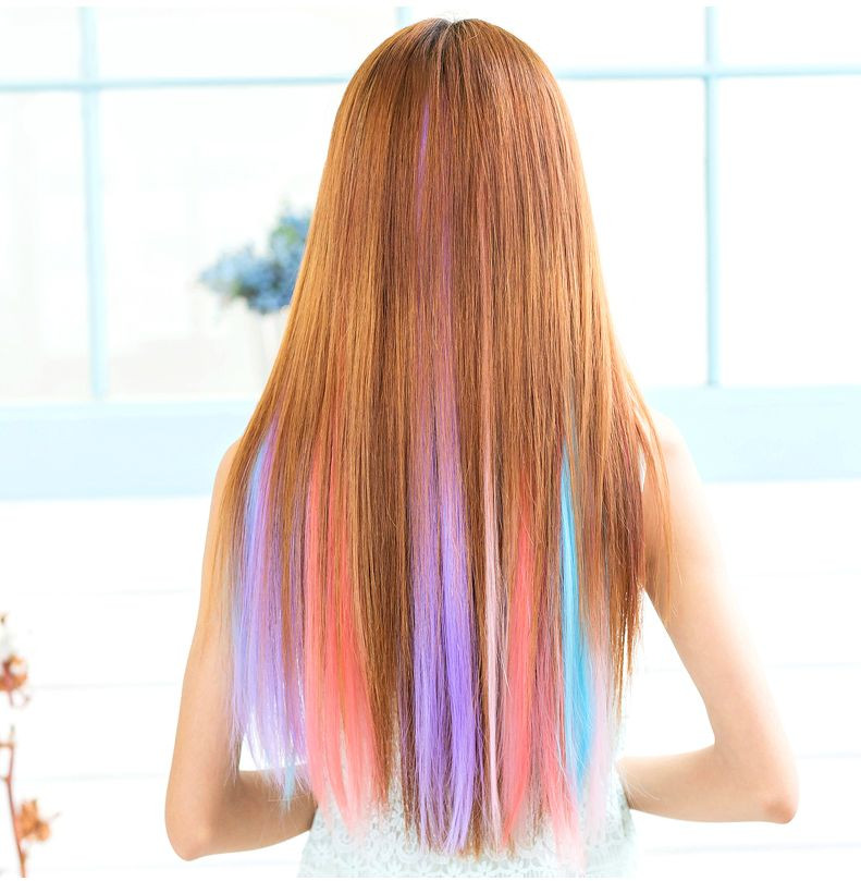 Onedor 23″ Straight Synthetic Colored Party Highlight Clip in Hair Extensions