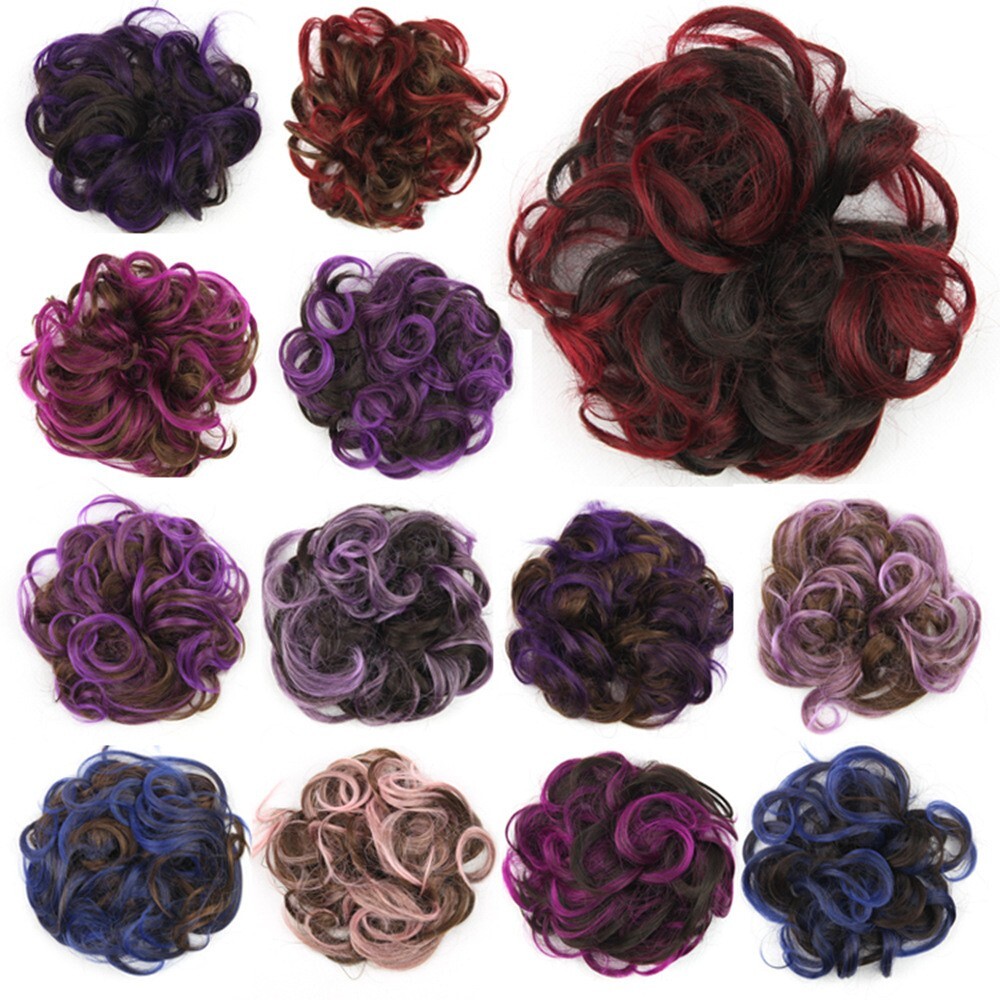 Messy Curly Bun Hairpieces for Women Synthetic Scrunchies Curls Ponytail Chignon