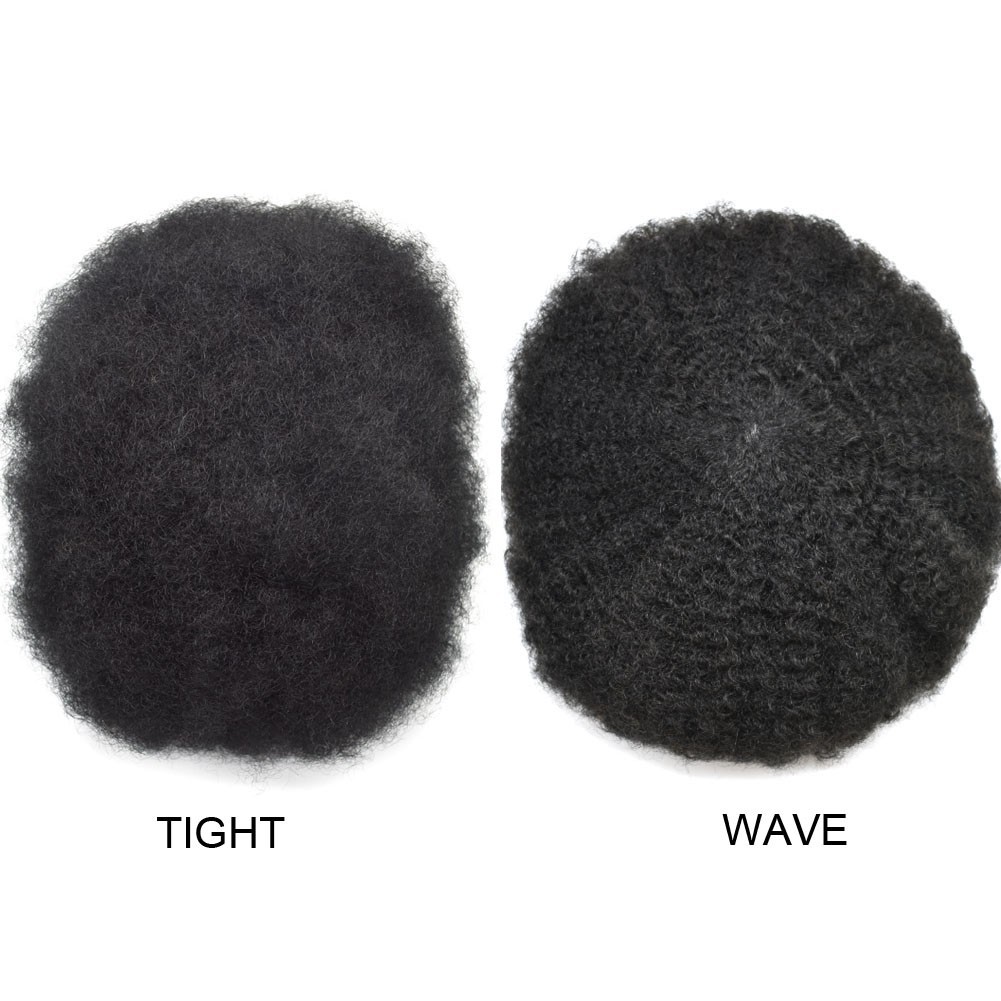 Afro Weave Hair Unit for Black Men Brazilian Poly Human Hair Replacement System