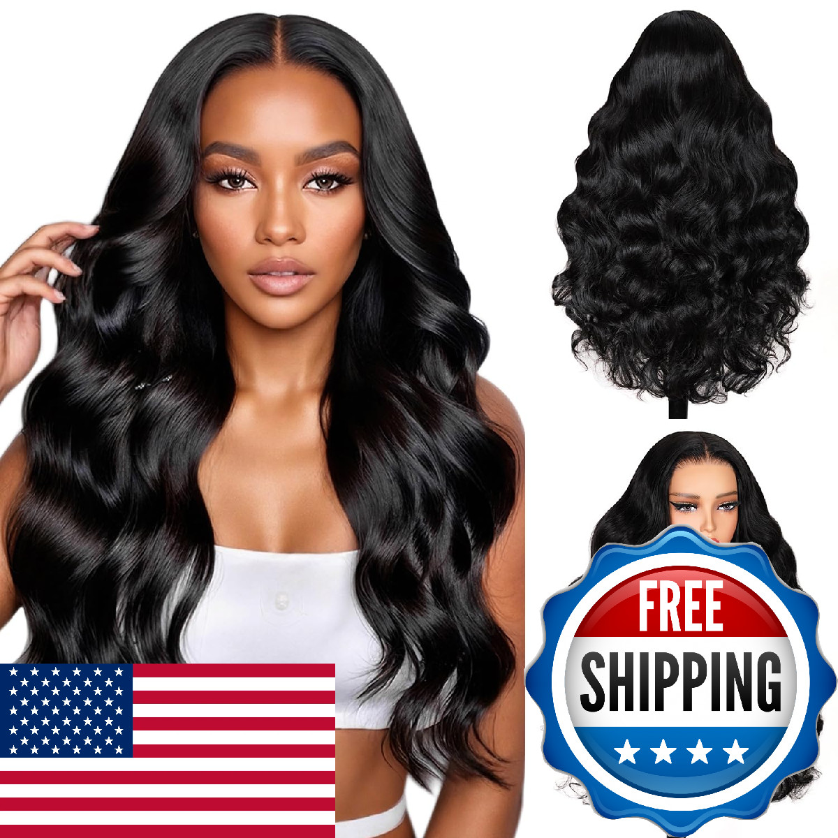 Teslal Black Pre Cut Lace Wear And Go Body Wave 6X6 Hd Lace Wigs 260 Density