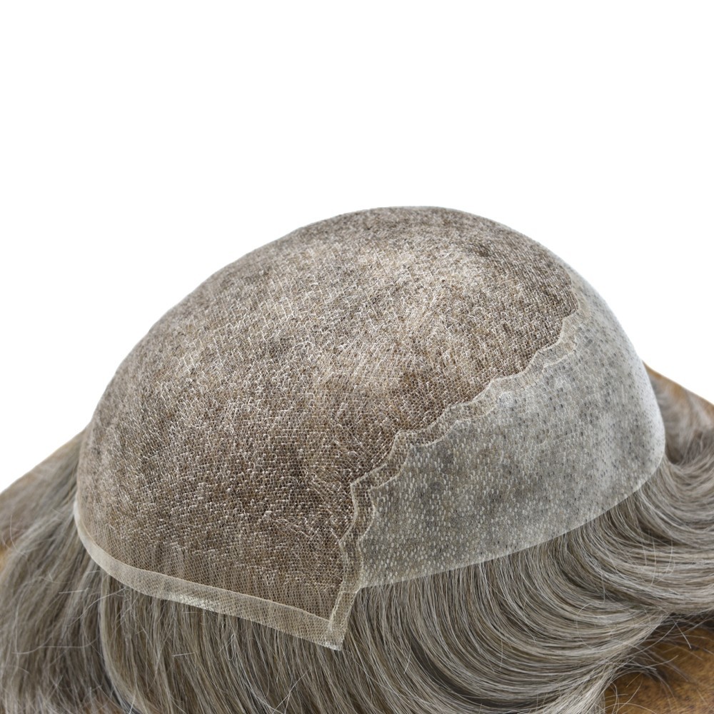 Mens Toupee Hairpiece French Lace Front Hair System Replacement PU Skin Mens Wig