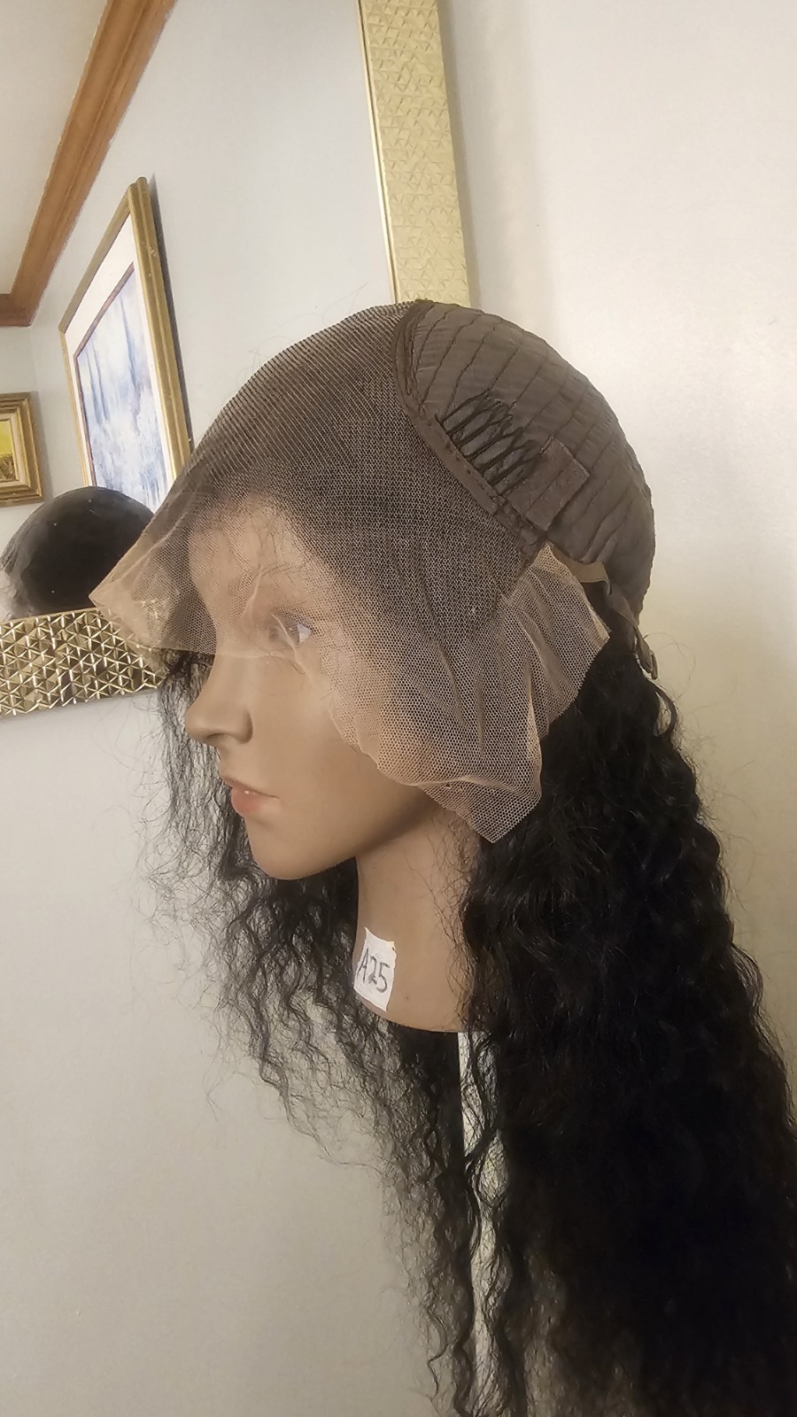 High Quality regular Top Black 24 to 26″ curly 100% Virgin Human Hair Lace Wig