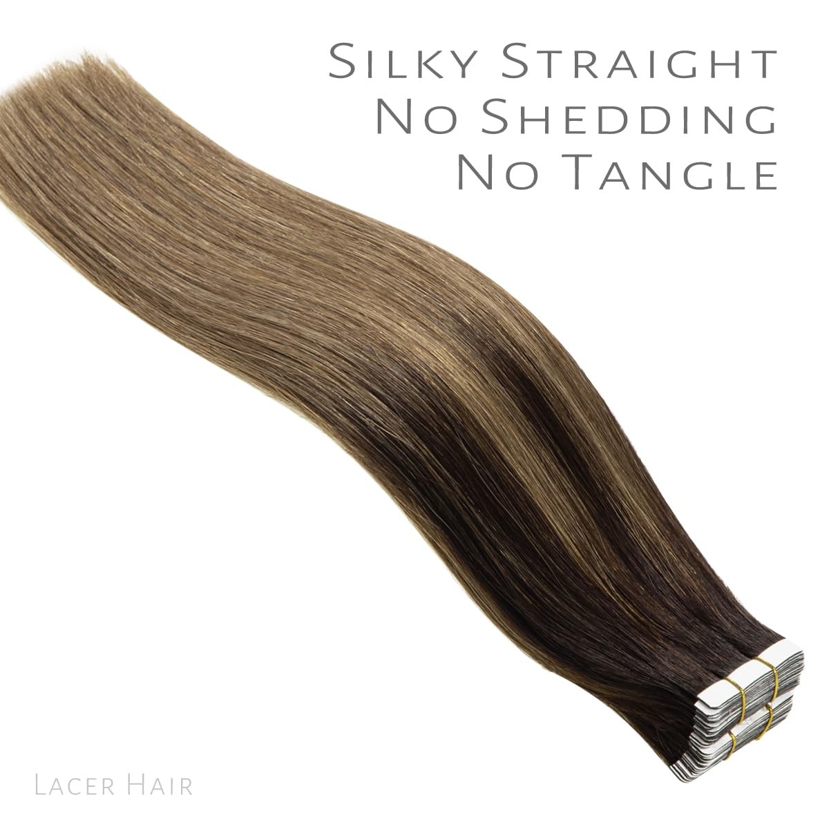 Lacer Tape in Hair Extensions Human Hair 18 Inch Tape Seamless Skin Weft Darkest