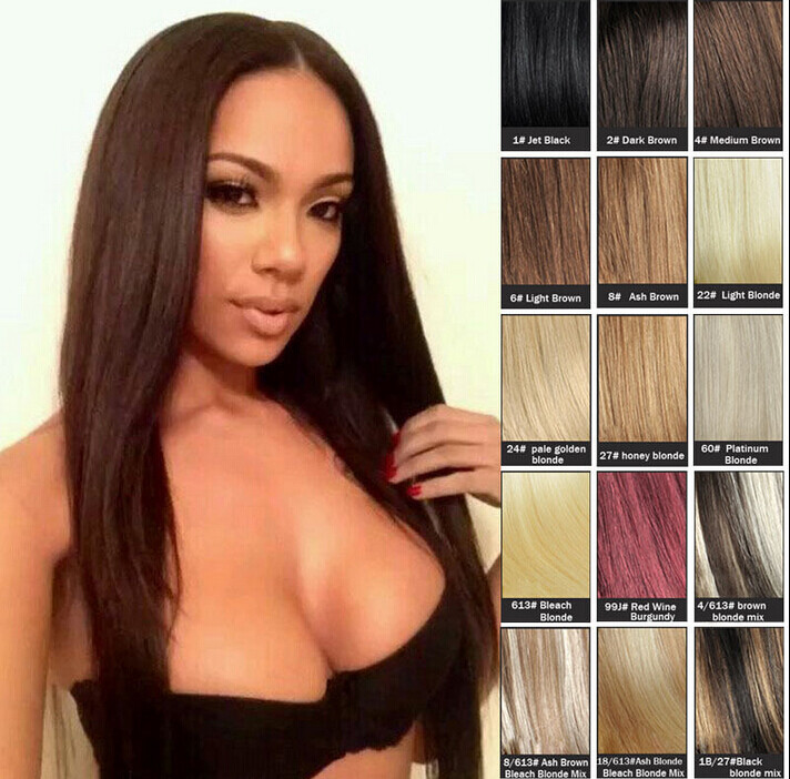 One Piece 100% Real Clip in Remy Human Hair Extensions Full Head Clip Hair Weft
