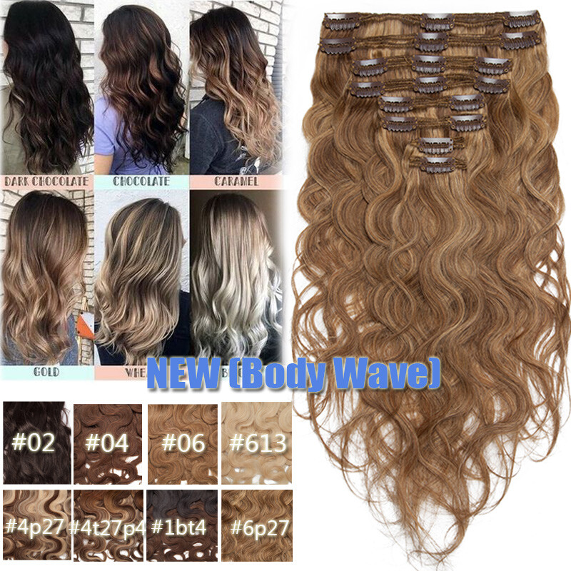 Luxury Double Weft Real Remy Human Hair Extensins Clip In THICK Double Weft WAVY