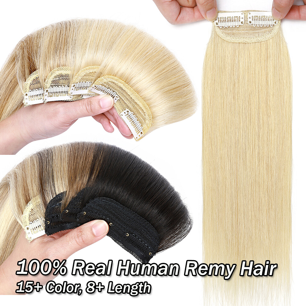 Thick Hair Pad Clip In Real Remy Human Hair Extensions Long-Short Hairpiece Weft