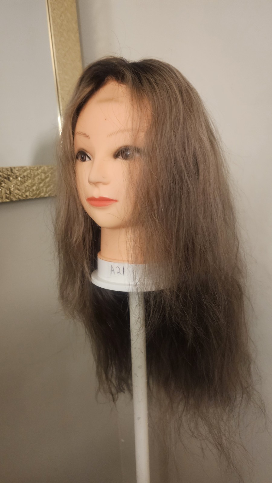 High Quality regular Top 22 to 24″ gray wavy 100% Virgin Human Hair Lace Wig