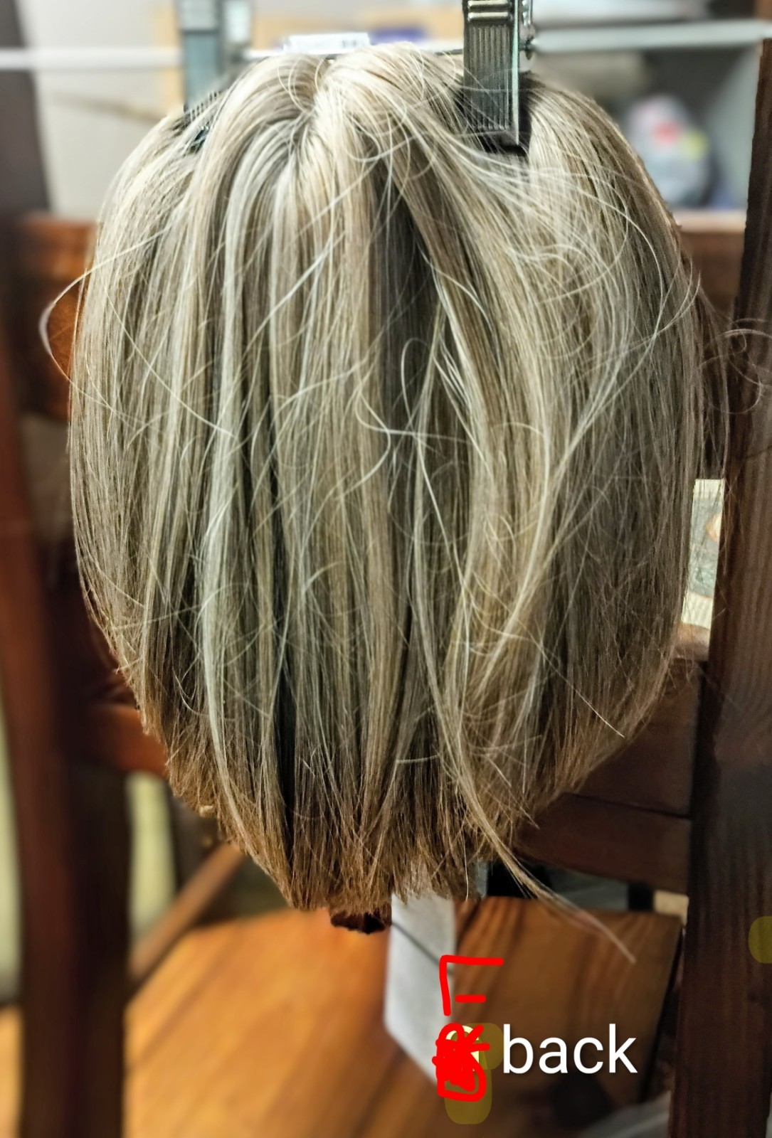 Clip-In Straight Synthetic Layered Bob Wig Blond/Light Brown 10in Free-Part