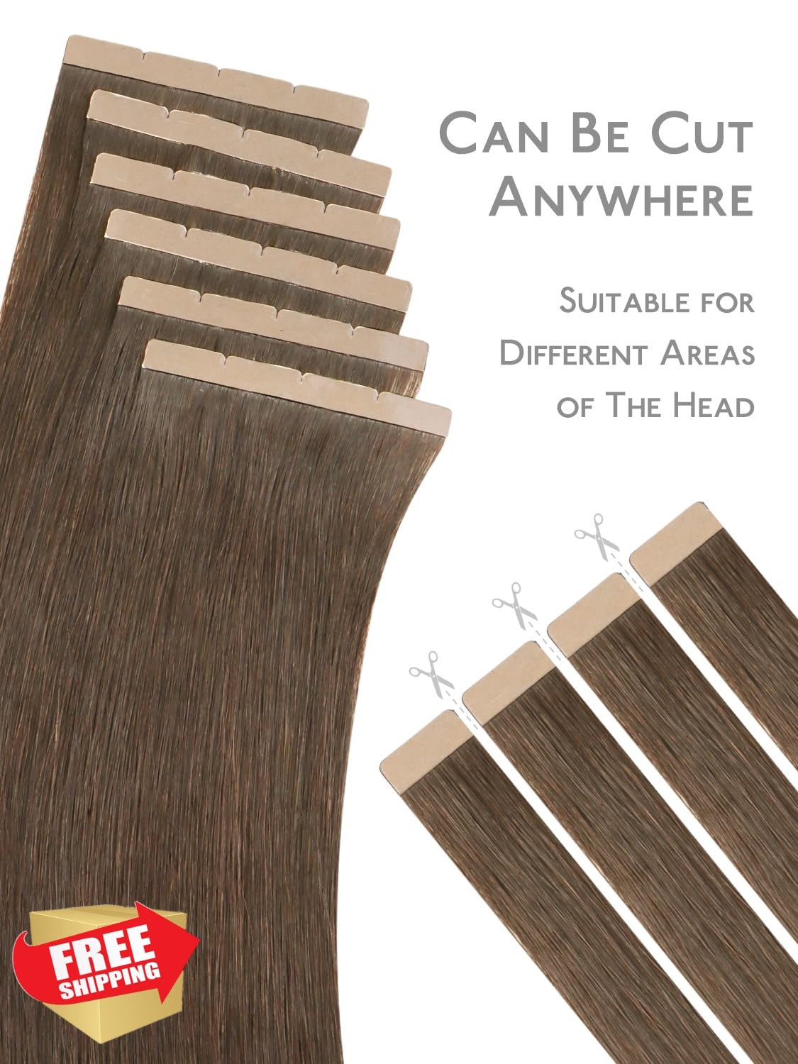 Wennalife 8cm Tape Hair Extensions 24 Inch #5 Muted Light Brown