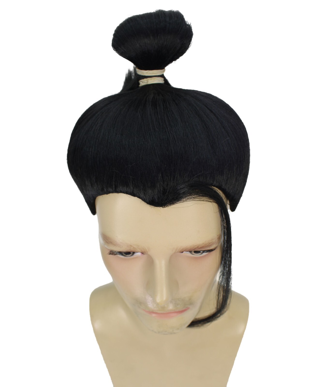 Adult Men’s Striking Black Anime Villain Wig With A Bun I Synthetic I HM-1627