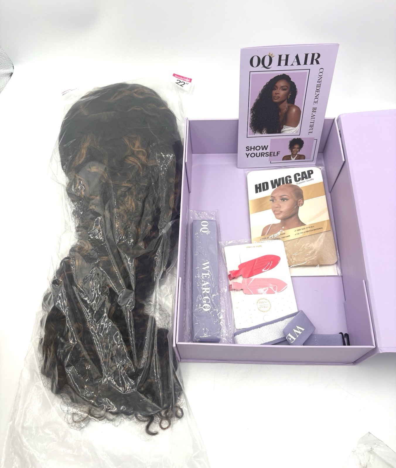 Oq Hair Water Wave 22”, Balayage, Wear Go Glueless Wig Human Hair, NEW