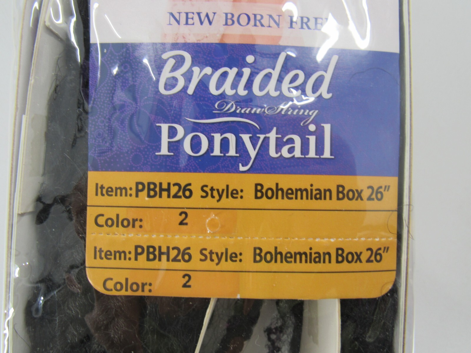 New Born Free Braided Drawstring Ponytail Bohemian Box 26″ Color # 2: Brand New